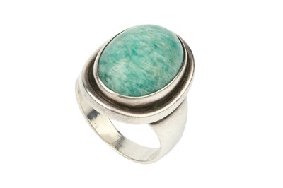 Lot 222 - A Danish silver and amazonite dress ring by...