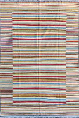 Lot 294 - A modern hand-woven Paul Smith style Kilim rug