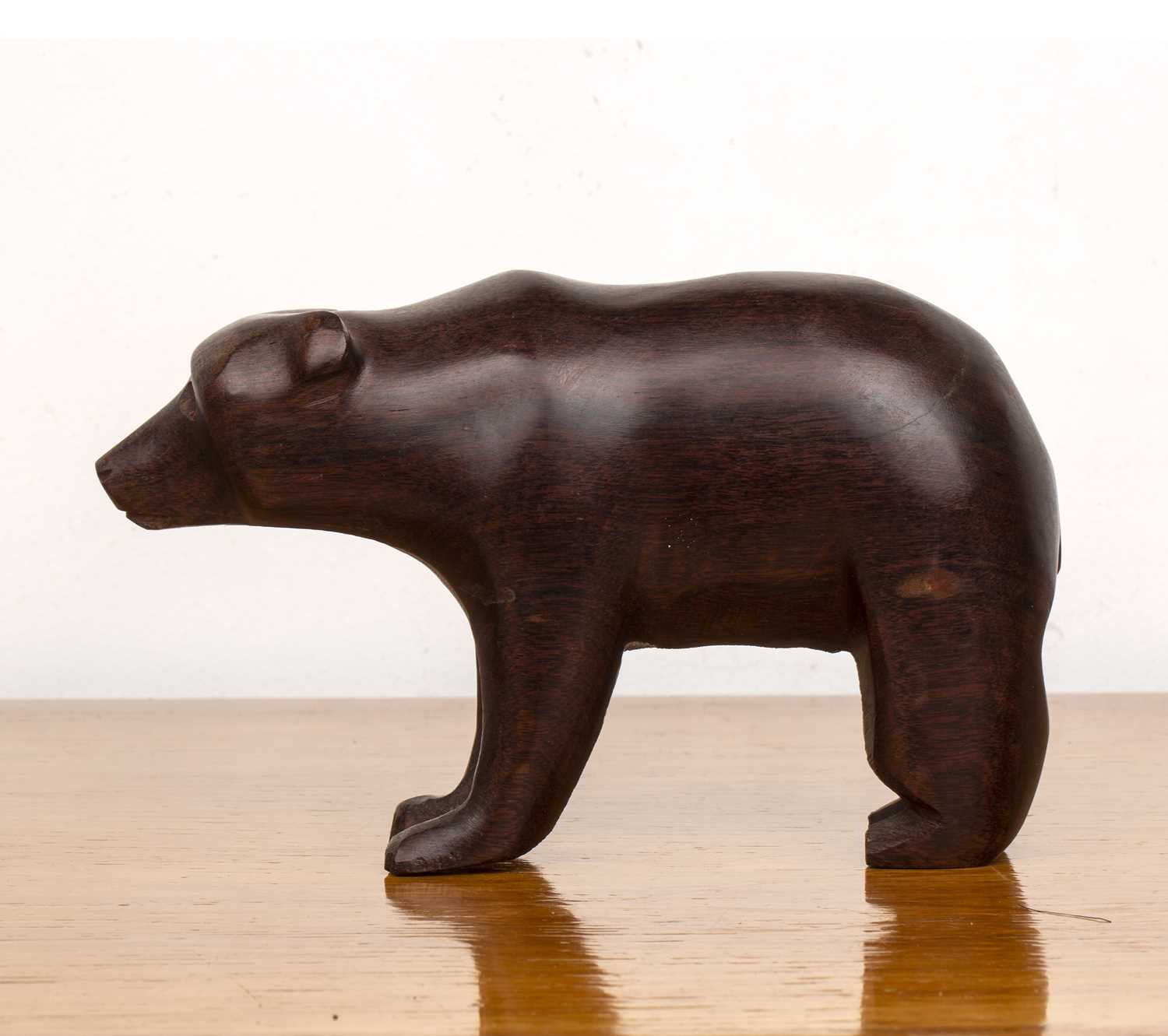 Lot 45 - Treen wooden bear with carved details,...