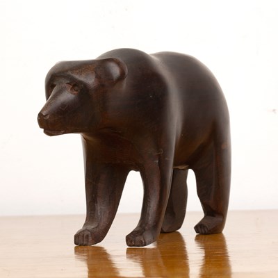 Lot 45 - Treen wooden bear with carved details,...