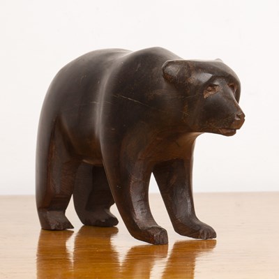 Lot 45 - Treen wooden bear with carved details,...