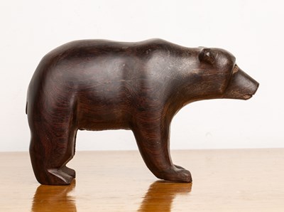 Lot 45 - Treen wooden bear with carved details,...