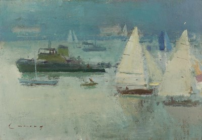 Lot 122 - Fred Cuming (1930-2022) Boats signed (lower...