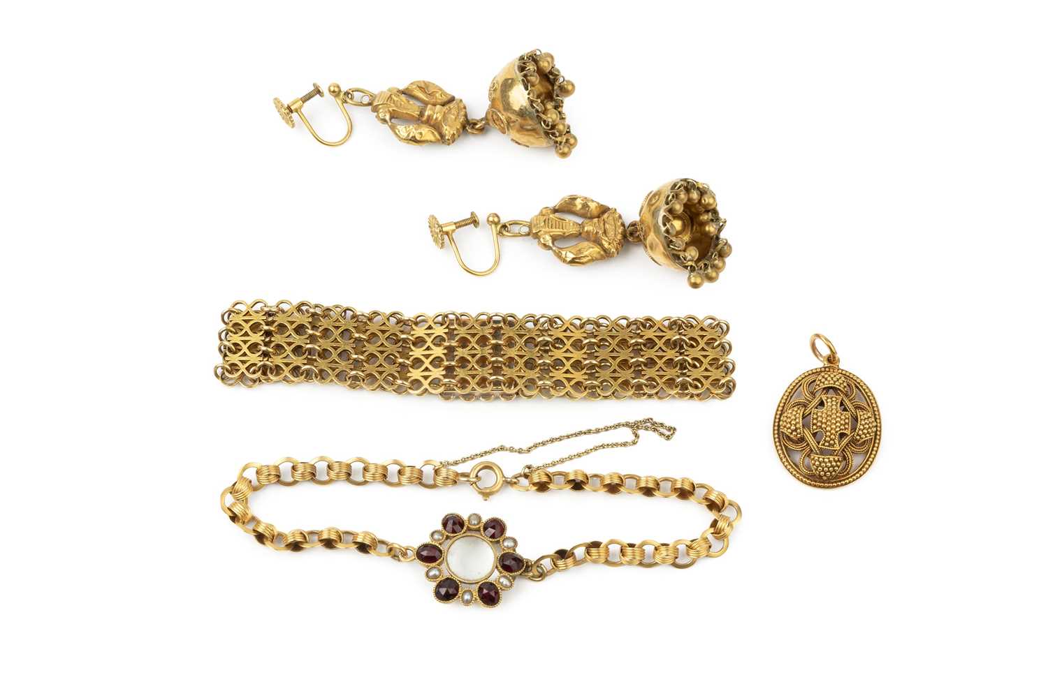 Lot 188 - A mid Victorian yellow metal oval celtic knot...