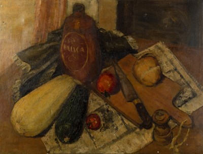 Lot 176 - Camden School Still Life of Vegetables oil on...