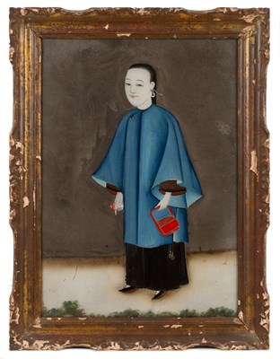 Lot 306 - Reverse glass study Chinese, 19th Century...
