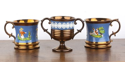 Lot 175 - Three pieces of copper lustre Victorian,...