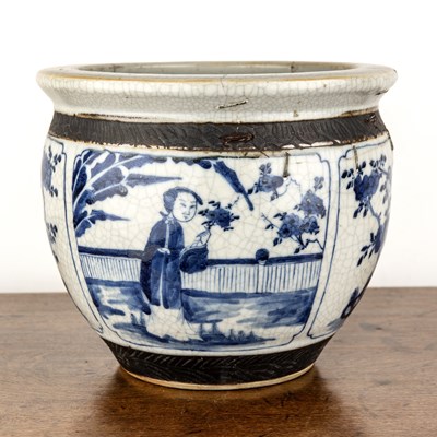 Lot 169 - Blue and white crackleware jardiniere Chinese,...
