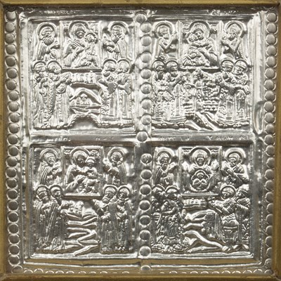 Lot 176 - Silver metal icon Armenian, with embossed...
