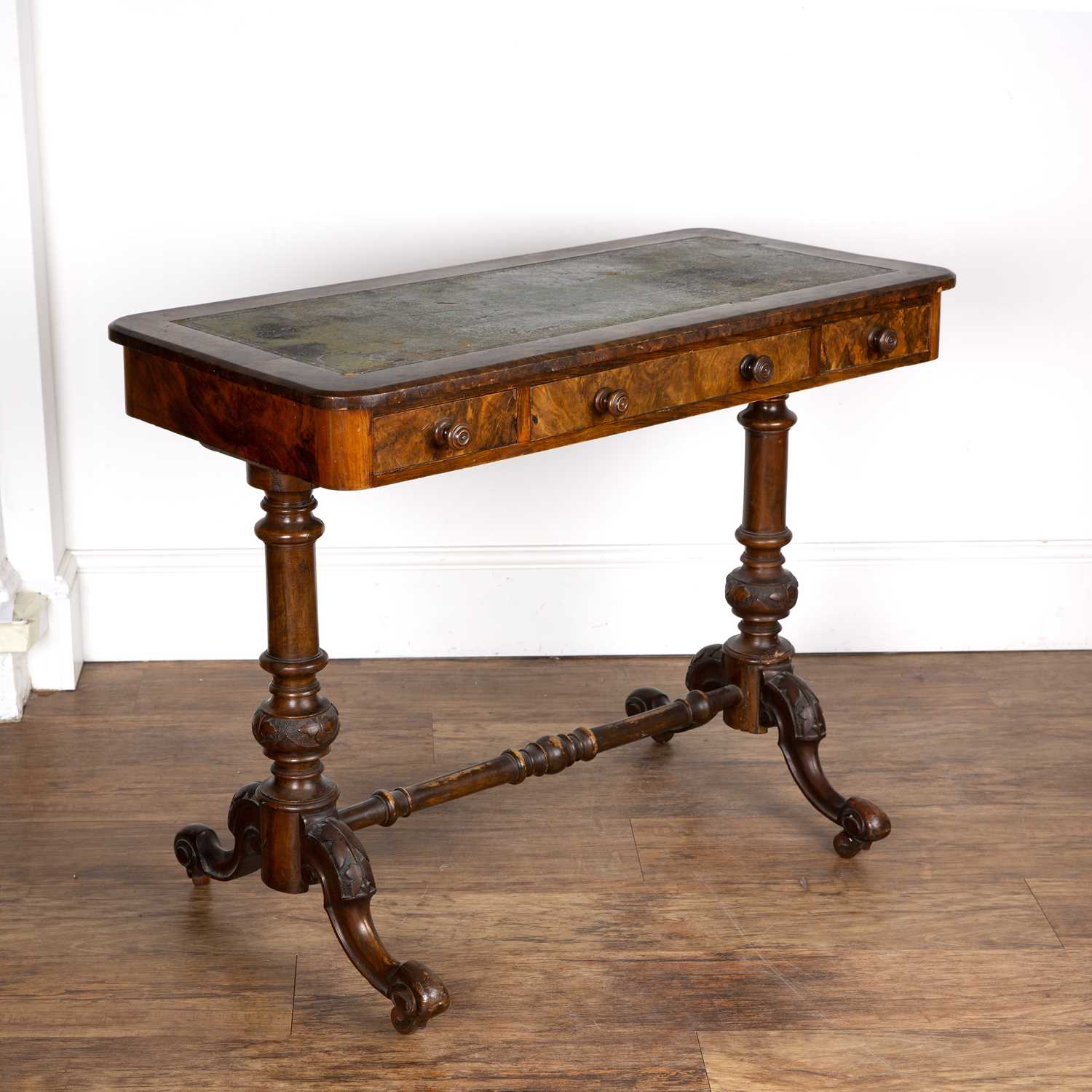 Lot 62 - Walnut writing table 19th Century, with a...