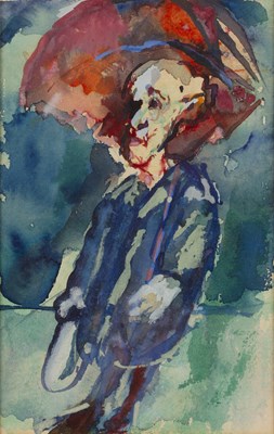 Lot 148 - Arnold van Praag (b 1926) Woman with Umbrella,...