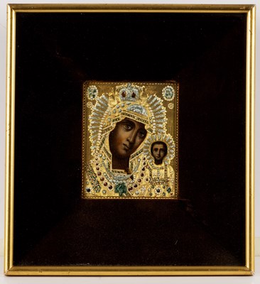 Lot 150 - A Russian Orthodox icon painted Madonna and...