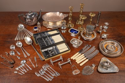 Lot 377 - A collection of silver plated items and other metalware