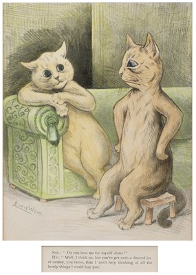 Lot 110 - Louis Wain (1860-1939) 'Do you love me for...
