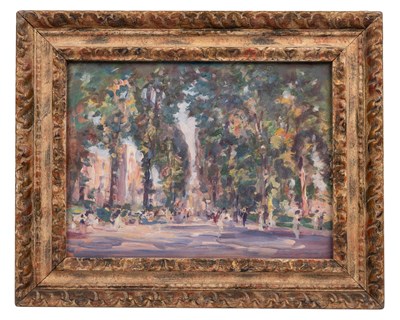 Lot 180 - * McKean (20th century) Parkland with figures,...