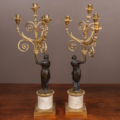 Lot 15 - A pair of French 19th century candelabra