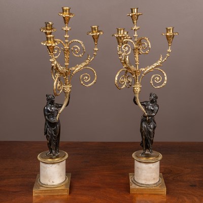 Lot A pair of French 19th century candelabra...