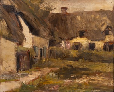 Lot 183 - 20th century English school Thatched cottages,...