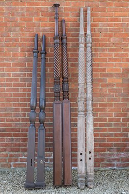 Lot 417 - Three pairs of 19th century and later bed posts