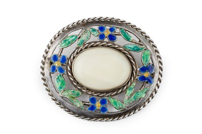 Lot 226 - A silver and enamel Arts & Crafts style oval...