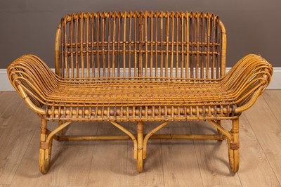 Lot 11 - A wicker framed two-seater sofa