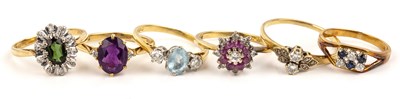 Lot 193 - Collection of gold rings comprising five 18ct...