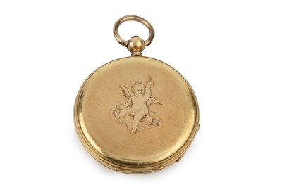 Lot 391 - A Continental 18k gold hunter pocket watch,...