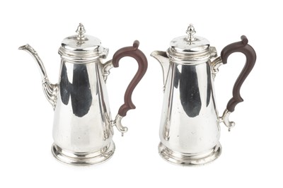 Lot 881 - A silver coffee pot and matching hot water pot,...