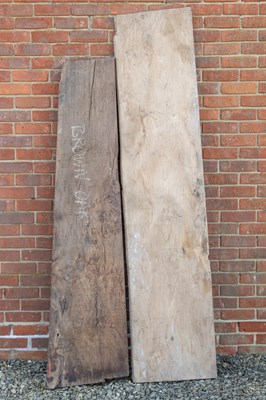 Lot 292A - A plank of elm together with a think plank of brown oak