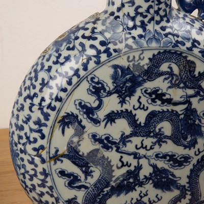 Lot 43 - Pair of large blue and white porcelain moon...