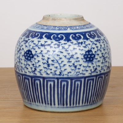 Lot 35 - Blue and white porcelain ginger jar Chinese...