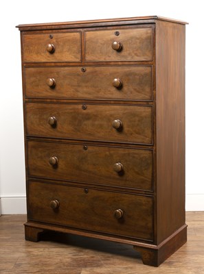 Lot 13 - Stained hardwood chest of two over four...