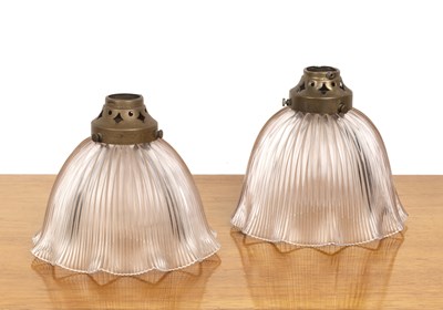 Lot 46 - Two Holophane glass ceiling lights with ribbed...