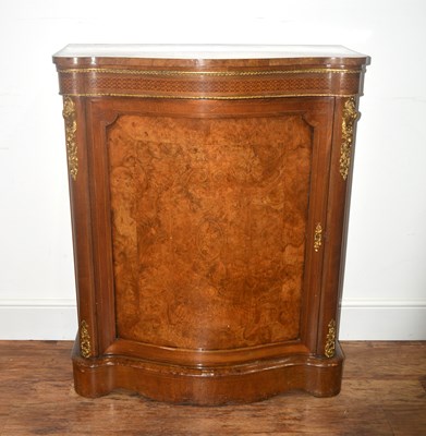 Lot 55 - Burr walnut serpentine front cabinet French,...