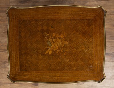 Lot 73 - Rectangular inlaid parquetry occasional table...