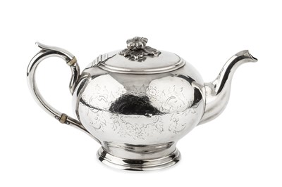 Lot 824 - A mid 19th century American coin silver teapot,...