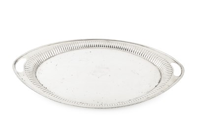 Lot 829 - A late Victorian silver oval twin handled tray,...