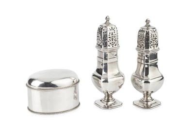 Lot 831 - A Dutch silver oval tea caddy, with beaded...