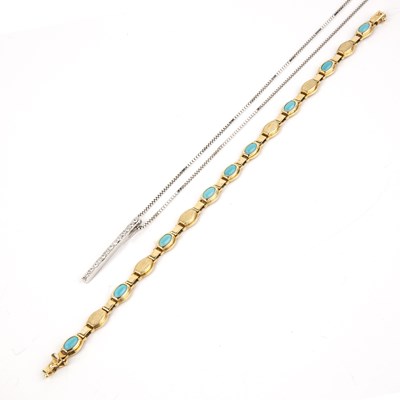 Lot 200 - Precious yellow metal bracelet marked '585',...