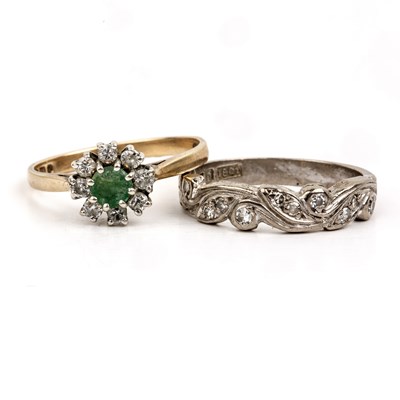 Lot 201 - Two rings the first an 18ct white gold ring...