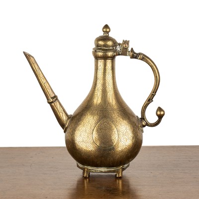 Lot 205 - Engraved brass coffee pot Kashmiri, 18th/19th...