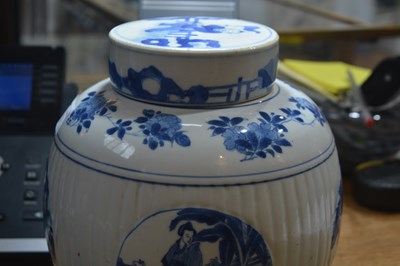 Lot 3 - Blue and white porcelain ovoid jar and cover...