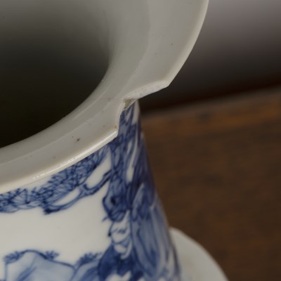 Lot 4 - Pair of blue and white porcelain Gu vases...