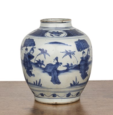 Lot 8 - Blue and white porcelain jar Chinese, Ming...