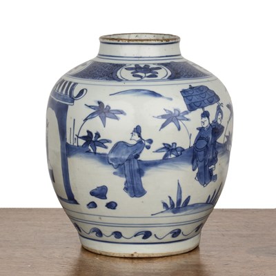 Lot 8 - Blue and white porcelain jar Chinese, Ming...