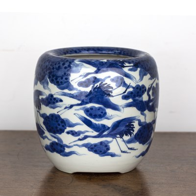 Lot 9 - Blue and white porcelain jar Japanese painted...