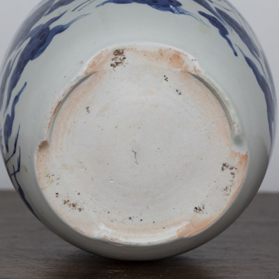 Lot 9 - Blue and white porcelain jar Japanese painted...