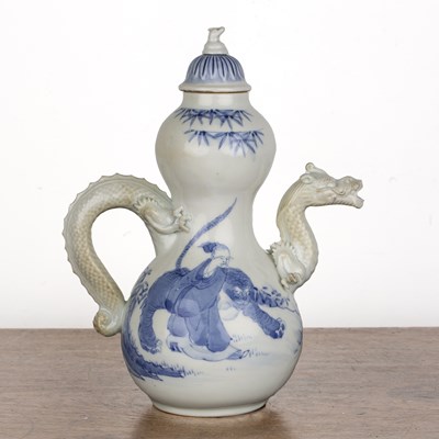 Lot 18 - Blue and white porcelain double gourd teapot...