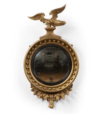 Lot 86 - Convex mirror the frame painted in gold,...