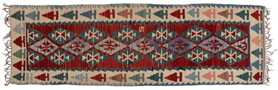 Lot 42 - A hand-woven Afghan Kilim runner in the Anatolian style